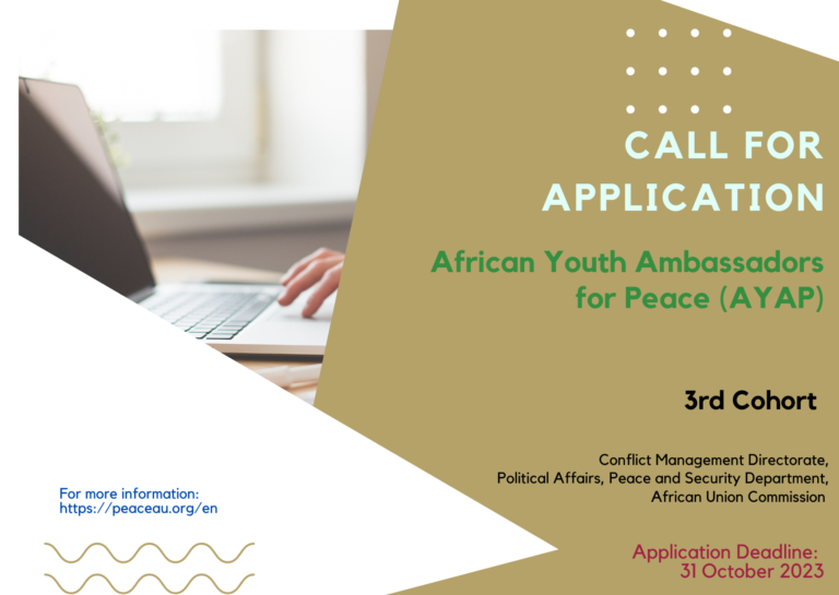 Call for Applications for the 3rd Cohort of African Youth Ambassador for Peace (AYAP)
