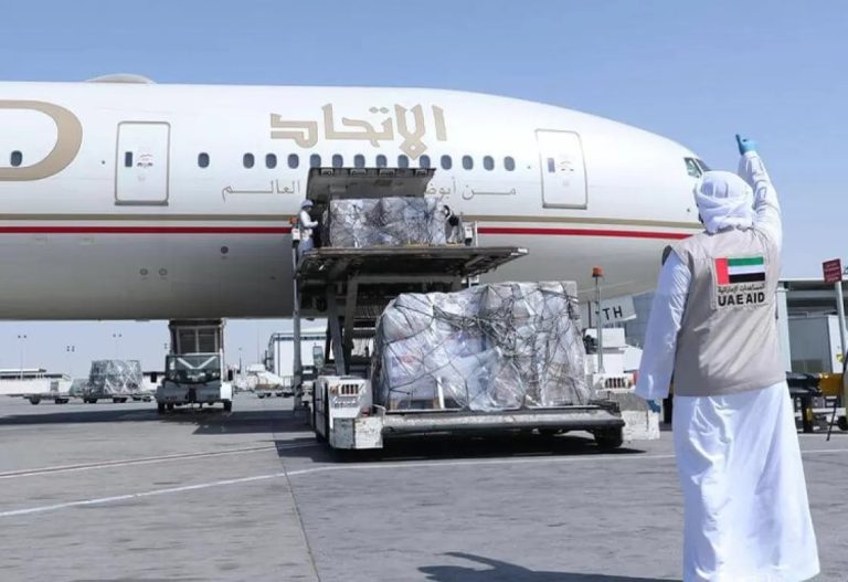 PRESS RELEASE: UAE COMMITS AID TO SUDAN. Fly Emirates plane offloads aid delivered to Sudan from UAE