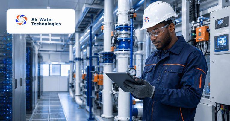 AI and Skilled Trades: The Global Career Opportunity Behind the Digital Boom Young African HVAC/R technician inspecting AI data-centre cooling systems for Air Water Technologies.